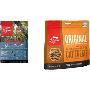 image:imageORIJEN Dry Adult Cat Food Grain Free Premium High Protein Fresh amp Raw Animal Ingredients Guardian 8 10lb Freeze Dried Cat Treats Original 125oz