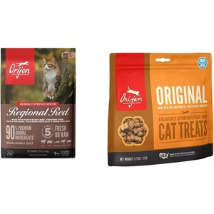 image:imageORIJEN Dry Cat Food Grain Free Premium High Protein Fresh amp Raw Animal Ingredients Regional Red 12lb Freeze Dried Cat Treats Original 125oz