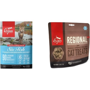 image:imageORIJEN Dry Cat Food Grain Free Premium High Protein Fresh amp Raw Animal Ingredients Six Fish 12lb Freeze Dried Cat Treats Regional Red 125oz