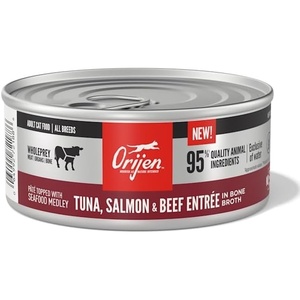 image:imageORIJEN in Bone Broth Tuna Salmon amp Beef Entree Premium Pate Wet Cat Food 55 oz Case of 12