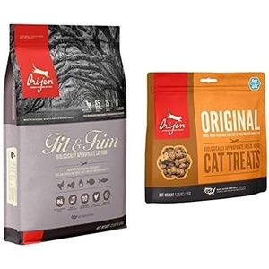 image:imageOrijen Dry Cat Food Support Healthy Weight Grain Free Fresh amp Raw Animal Ingredients Fit amp Trim 12lb Freeze Dried Cat Treats Original 125ozKibble  FREE Treats